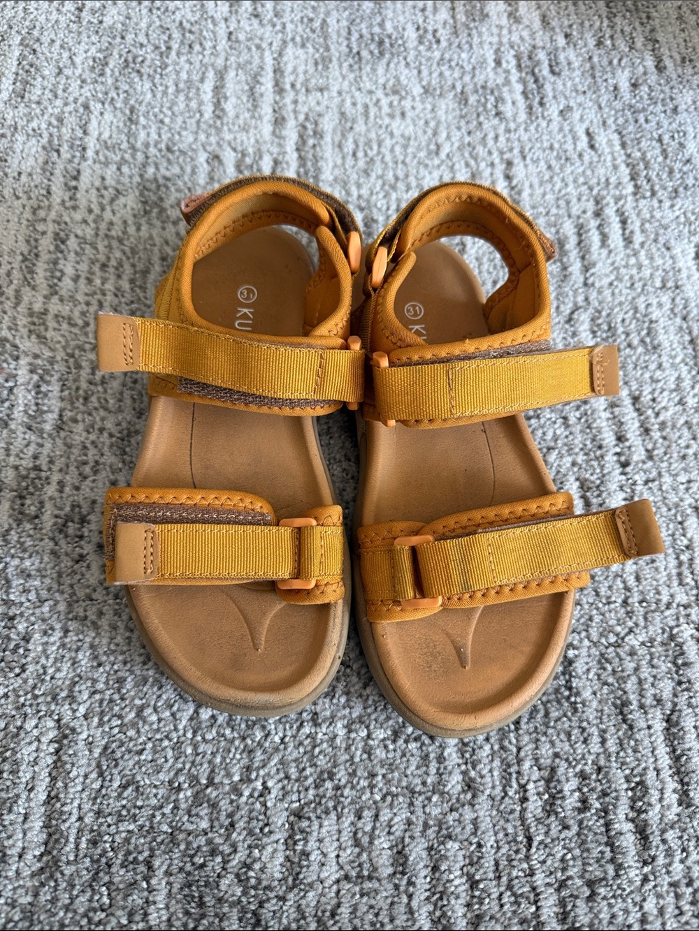 Kiling Kids Adjustable Yellow/Tan Outdoor Velcro Sandals Kids Size 13